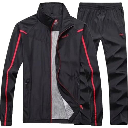 Mens Sportswear Suit New Spring Autumn Training Tracksuit 2 Piece Sets Jacket+Pant Sweatsuit Male Running Clothing Asian Size