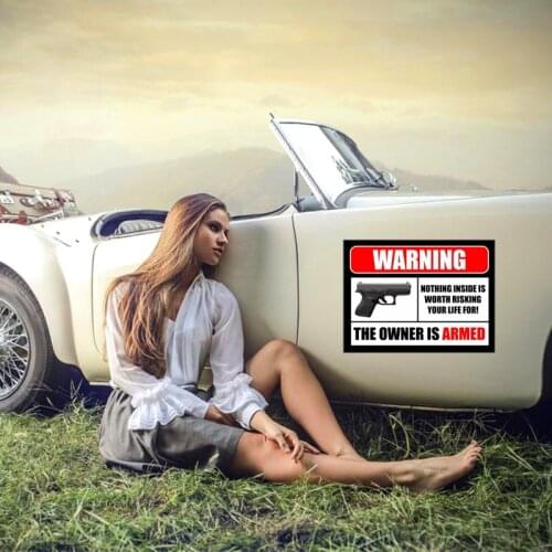 Hot Personality Second Amendment Handgun Gun Owner Warning Sticker Decal Home Warning Sticker Zero Two Instagram PVC