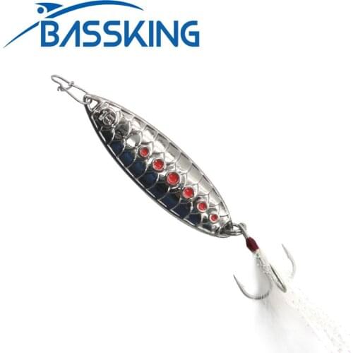 BASSKING 10g 15g Metal Spinner Spoon Fishing Lure Hard Bait Sequins Noise Paillette Artificial Bait Feather Hook for Trout Pike