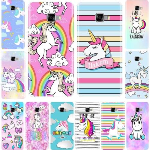 Cute Rainbow Unicorn Phone Case For Samsung Galaxy C5 C7 C8 Cases Silicone Soft TPU Back Cover For Samsung Galaxy C9 C7 C5 Pro
