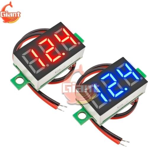 Mini Digital Voltmeter 0.36 inch Voltage Tester Meter 0.36'' DC 4-30V 3 Digit LED Display Adjustment Voltmeter Red Blue Panel