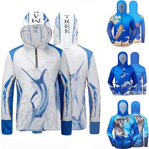 New Fishing Clothes Anti UV Breathable Quick drying Professional Long sleeve Hooded Fishing Shirt