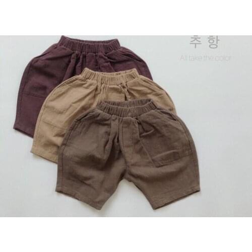 2021 new girls boys long pants cotton linen autumn cool kids shorts