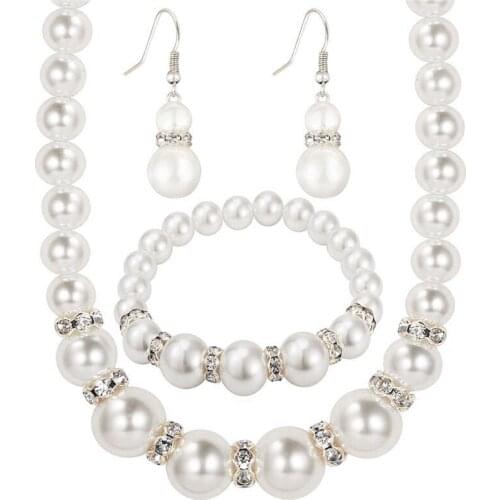 2 Styles 3 PC/Set Necklace Earrings Bracelet Pearl Set jewellery For Women Fashion Gift For Friends