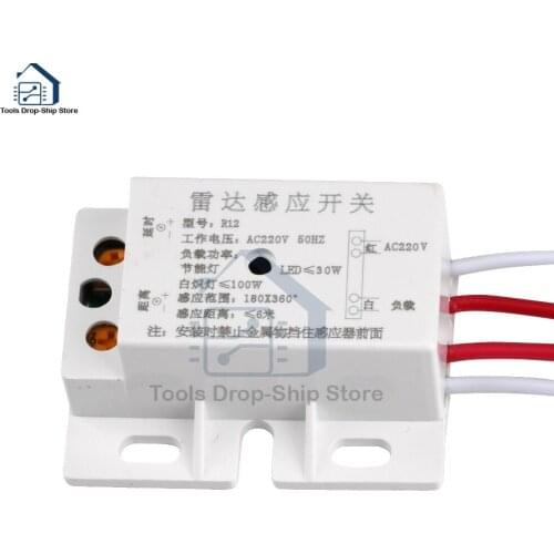 New 220V AC 50Hz Auto Infrared Sensor Switch PIR Microwave Radar Body Motion Sensor Module Adjustable For Time Distance Range