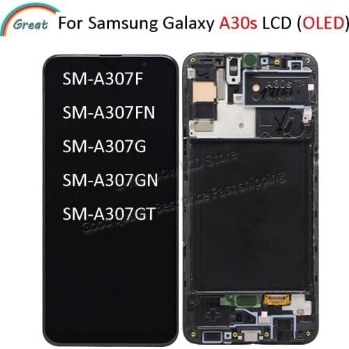 OLED For Samsung Galaxy A30s Display Touch Panel Screen Digitizer Assembly For Samsung A30s LCD with Frame A307FN A307G A307GN