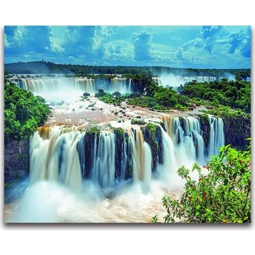 Full square Round Diamond embroidery natural landscape 5d diy Diamond painting Cross stitch waterfall wedding decorationZP-2176