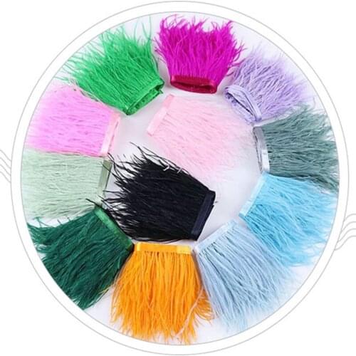 2yards fluffy ostrich feathers Trims DIY feathers for crafts sewing wedding dress decoration accessories material plumas 8-10cm