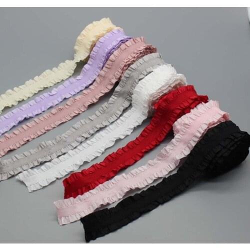 25mm stretch rickrack braid lace ruffling elastic ribbon DIY skirt edge shoe hair garment accessories 100yards