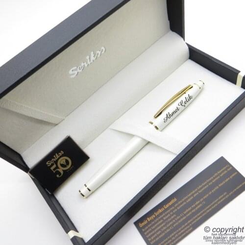 Scrikss 35 White Gold Roller Pen | Scrikss Pen | İsme Special Pen | Gift Pen