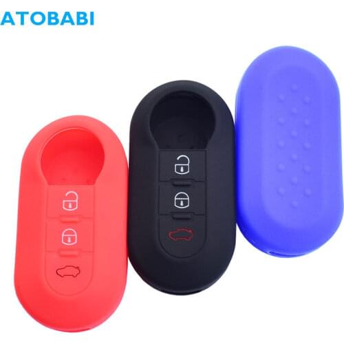 Silicone Car Key Cases 3 Buttons Folding Keychain Remote Control Fobs Protector Cover Skin For Fiat 500 Panda Brava Punto Stilo