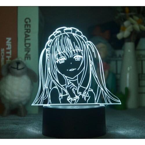 Cute Lamp 3D Table Bedroom Night Light LED Anime Nightlight Date A Live Tobiichi Origami Home Decor Children Kids Gift Birthday