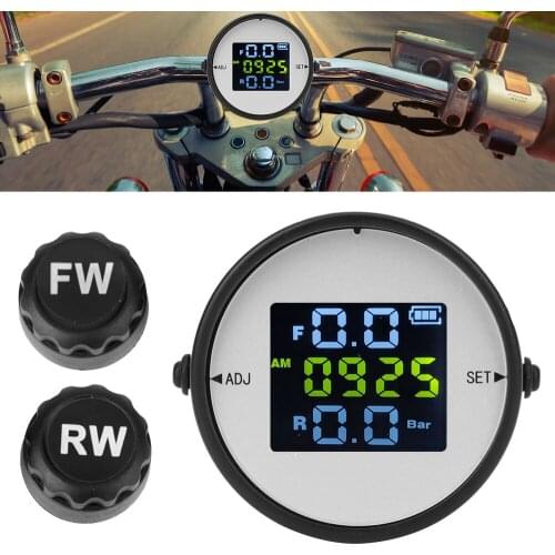 New TPMS Motorcycle Tire Pressure Sensors Monitoring System Alarm Gauge LCD Display Wireless Kit Dirt Bike Motorbike Accessories