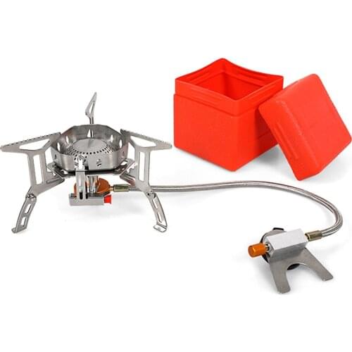 3500W Folding Camping Stove Ultralight Portable Gas Stove Burner with Storage Case Windproof Shield for Outdoor Hiking Picnic