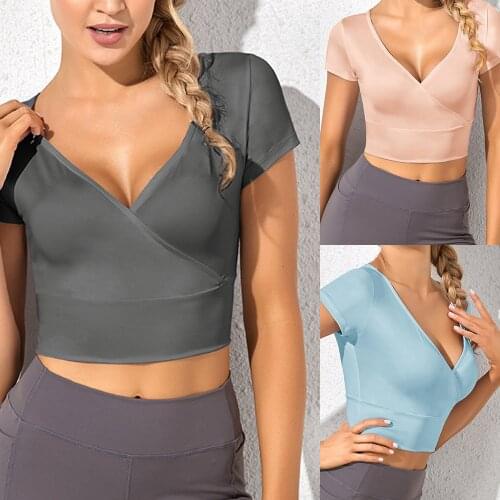 Women Long Sleeve Running Shirts Sexy Exposed Navel Yoga T-shirts Solid Sports Shirts Quick Dry Fitness Gym Crop Tops