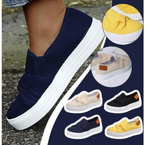 Women Closed Toe Comfortable Flat-heel Solid Color Womens Canvas Shoes Flat Casual Shoes Without Lace-up Overshoes Suitable