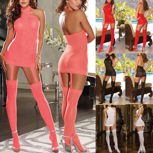 Ladies Women Sexy Lingerie Babydoll Lace underwear Nightwear Stockings G string