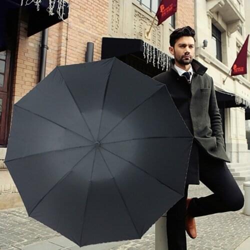 105cm Big Umbrella Oversized 10 Bones Manual 3 Folding Umbrella Plain Color Advertising Double Umbrella Gift Parasol