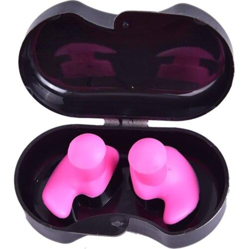 1 Pair Earplugs Waterproof Soft Texture Earplugs Silicone Portable Ear Plugs for Water Sports Swimming Accessories W/Storage Box