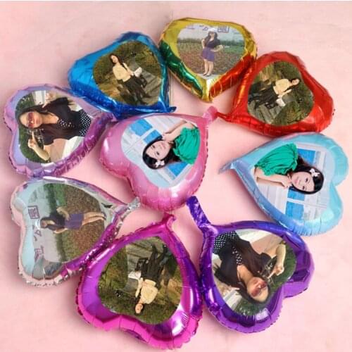 2pcs 18inch heart aliuminum foil balloons diy photo print, wedding decoration event party supplies promotion advertising