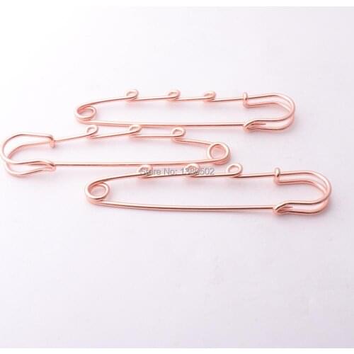 5pcs 78*15mm Rose gold Color Metal Safety Pins with ring for earring pins for Women