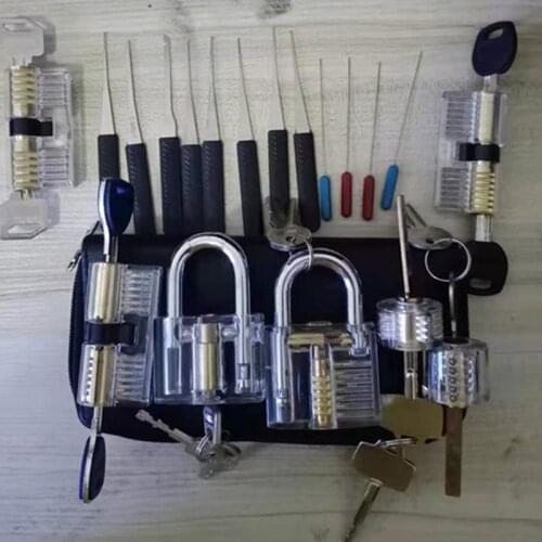 7pcs Transparent Locks with Broken Key PickTools,Black Bag Lock Set,GOSO 24PCS Lock Practice Pick Set for Locksmith Training