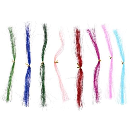 8 Bundles Fly Fishing Crystal Flash Line for Fishing Lure Fly Fishing Tying Material for Nymphal Bugs Scud Multicolor Random
