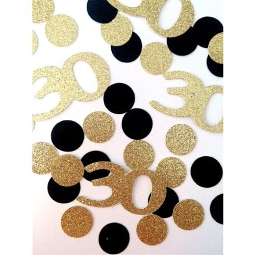 Glitter Gold Black Birthday 30th Confetti for Baby Shower Table Decoration confettis wedding scatters party decorations