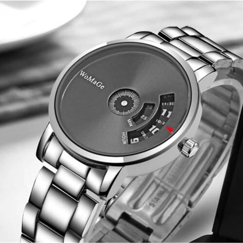 WoMaGe Brand Turntable Mens Watch Men Watch Fashion Mens Watches Luxury Full Steel Wrist Watch Clock Saat Relogio Masculino