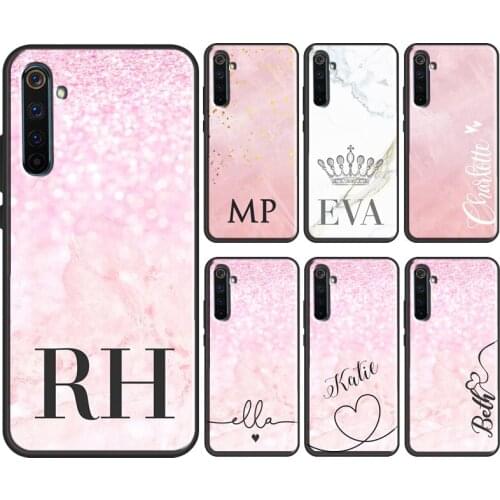 PERSONALISED name initial pink marble Case For OPPO Realme 8 Pro 6 7 Q3 Pro GT Neo C21 C11 C3 Cover For OnePlus 8T 8 9 Pro Nord