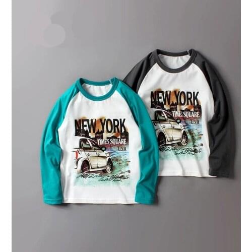 Childrens T-shirt 2021 Autumn New Childrens Clothing Boys Long Sleeves Fashion Print Cotton T Shirts Boy Tops For 4 6 7 9 12 Y