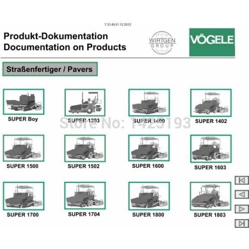 Vogele electronic spare parts catalog service manual wiring diagrams and operation manuals