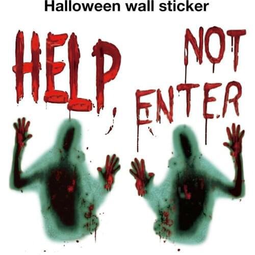2 PCS Vampire Horror Zombie Sticker Poster Decoration for Haunted House Halloween Party Wall Sticker Giant Bloody Window