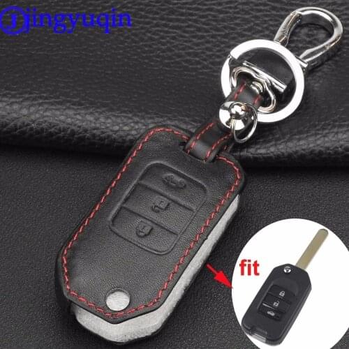 Jingyuqin 3B Remote Control Leather Key Cover Case For Honda FIT XRV VEZEL CITY JAZZ CIVIC HRV Civic Crider CRV Protector Cover