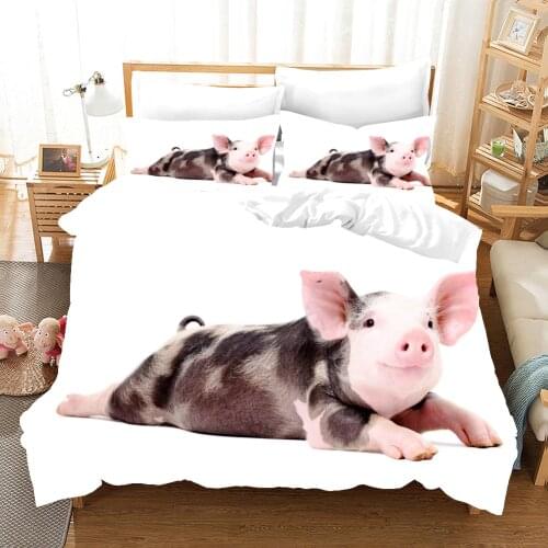 Pig Bedding Set Animal Duvet Cover Sets Comforter Bed Linen Twin Queen King Single Size Dropshipping