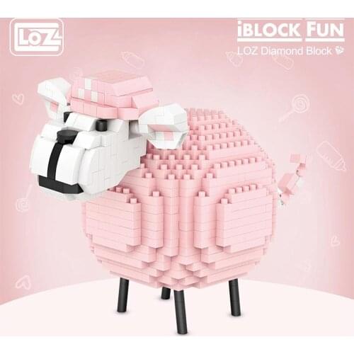 LOZ Pink sheep Building Blocks toys Mini Diamond Blocks Bricks Toy Educational Model Toys Assemble Animal DIY Kids Gift 9234