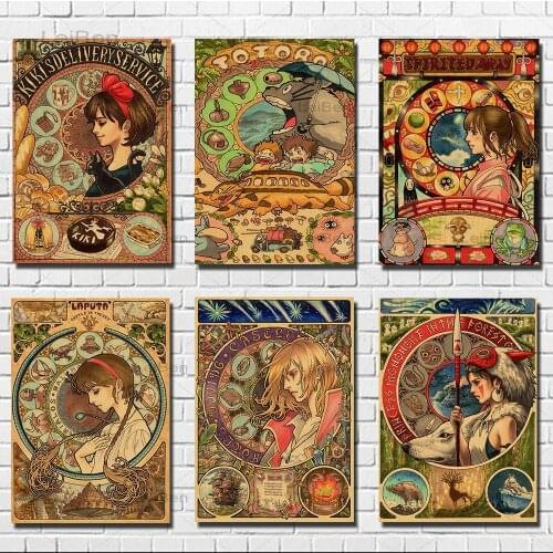 Cartoon Metal Plaque Hayao Miyazaki Classic Anime Vintage Tin Sign Retro Poster Iron Painting Wall Decor Kid Room Club 20X30Cm
