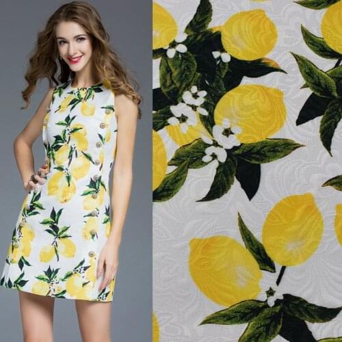 Fashion 2016 spring new lemon flower jacquard fabrics for high-grade jacquard fabric printing DIY handmade fabric Free Shipping