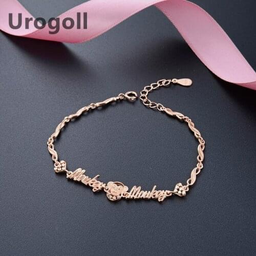 Fashion Bracelet Pure S925 Sterling Silver Monkey Avatar And Letter Fashion Silver Charm Bracelet Jewelry Accessories For Women