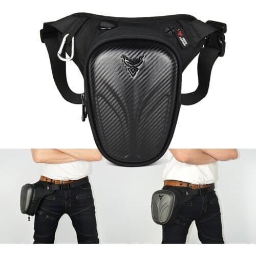 Carbon Fiber Motorcycle Drop Leg Side Bag Black Motorcycle Bag Hard Shell Outdoor Casual Waist Bag Motorbike Hip Bum Pack Moto