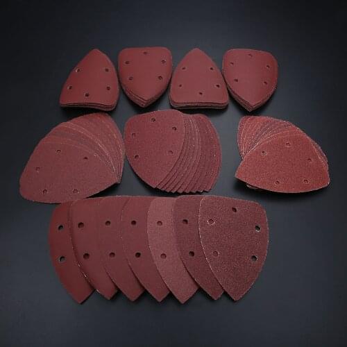 84pcs 140*90mm Triangle Sandpaper Five Hole Disk Sand Sheets Grit 40-320 Hook and Loop Sanding Disc Polishing Tool