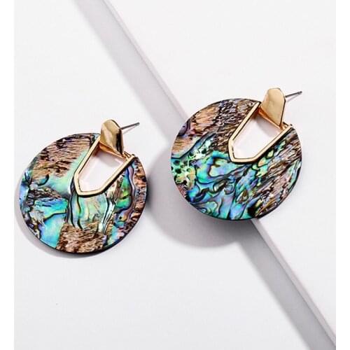 ZWPON 2020 New Disc Shape Matte Statement Earrings for Women Fashion Geometric Jewelry Round Shell Earrings Wholesale