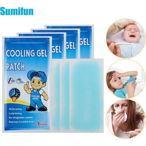10bags Cooling Patch Adult Baby Fever Down Medical Plaster Migraine Headache Pad Lower Temperature Sticker Forehead Paster C2376
