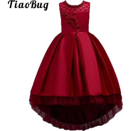 Flower Girls Dress Kids High Low Maxi Dress Elegant Girl Pageant Dresses Wedding Party First Communion Clothing Prom Ball Gown