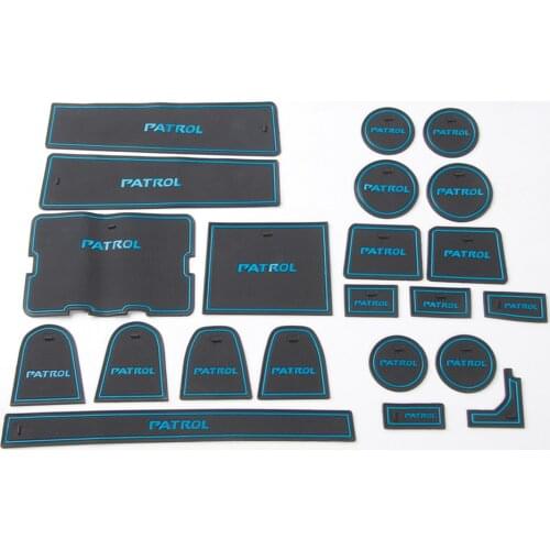 Rubber Full Set Gate Slot Mat Coaster Water Cup Cover for Nissan Patrol Y26 2017+ Car Accessories Interior Decoration Protector