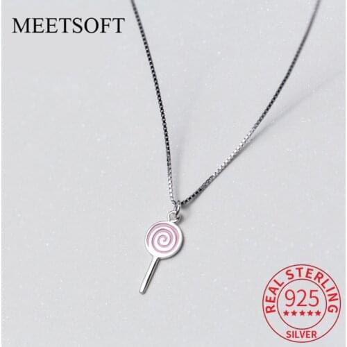 MEETSOFT Romantic 925 Sterling Silver Lollipop Charms Special of DIY Handmade Necklace Decoration Accessories（Without chain