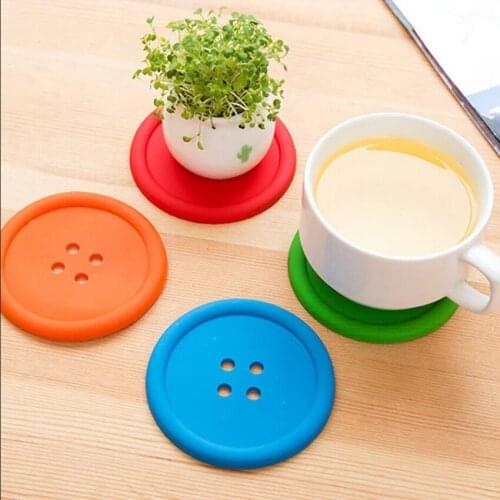 1pc Buttons cup pad tableware silicone cup pad Coaster Placemats cup mat dining table Coffee heat Resistant kitchen tool