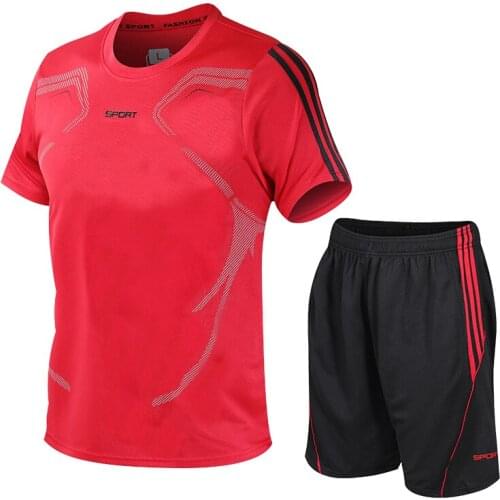 Sports suits mens summer short-sleeved T-shirt mens quick-drying clothes running loose casual sportswear large size mens clot