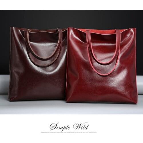 Genuine Cow Leather Handbags Women Big Tote Bag Ladies Shoulder Bag Vintage Large Office Female Hand Bags