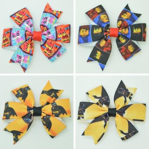SUPWRF 3.1'' toy kids hair accessories hair Bow With Clip hair ties Printed Ribbon headwear wholesale 20 PCS T0929